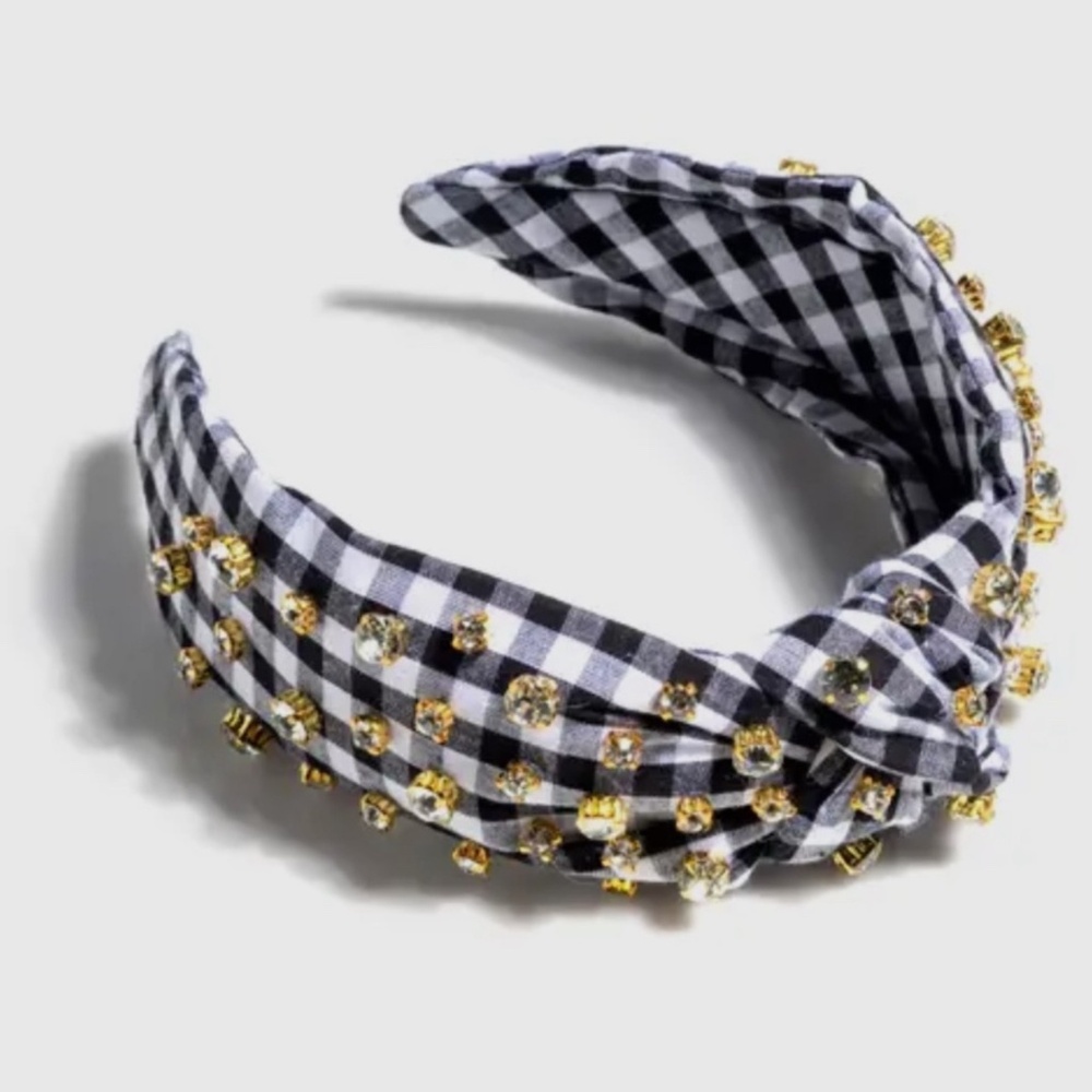 405. NEW Black Gingham Glam Rhinestone Headband
